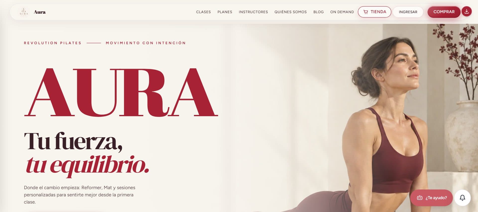 Web de un estudio de Pilates hecha con el sistema