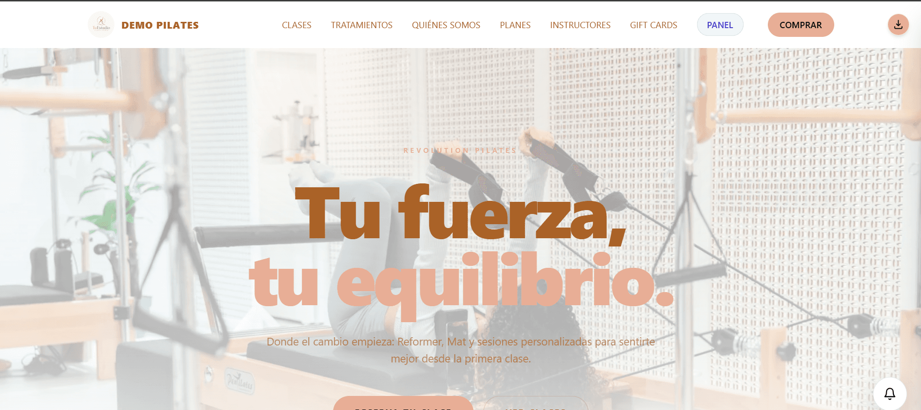Sistema real para estudios de pilates