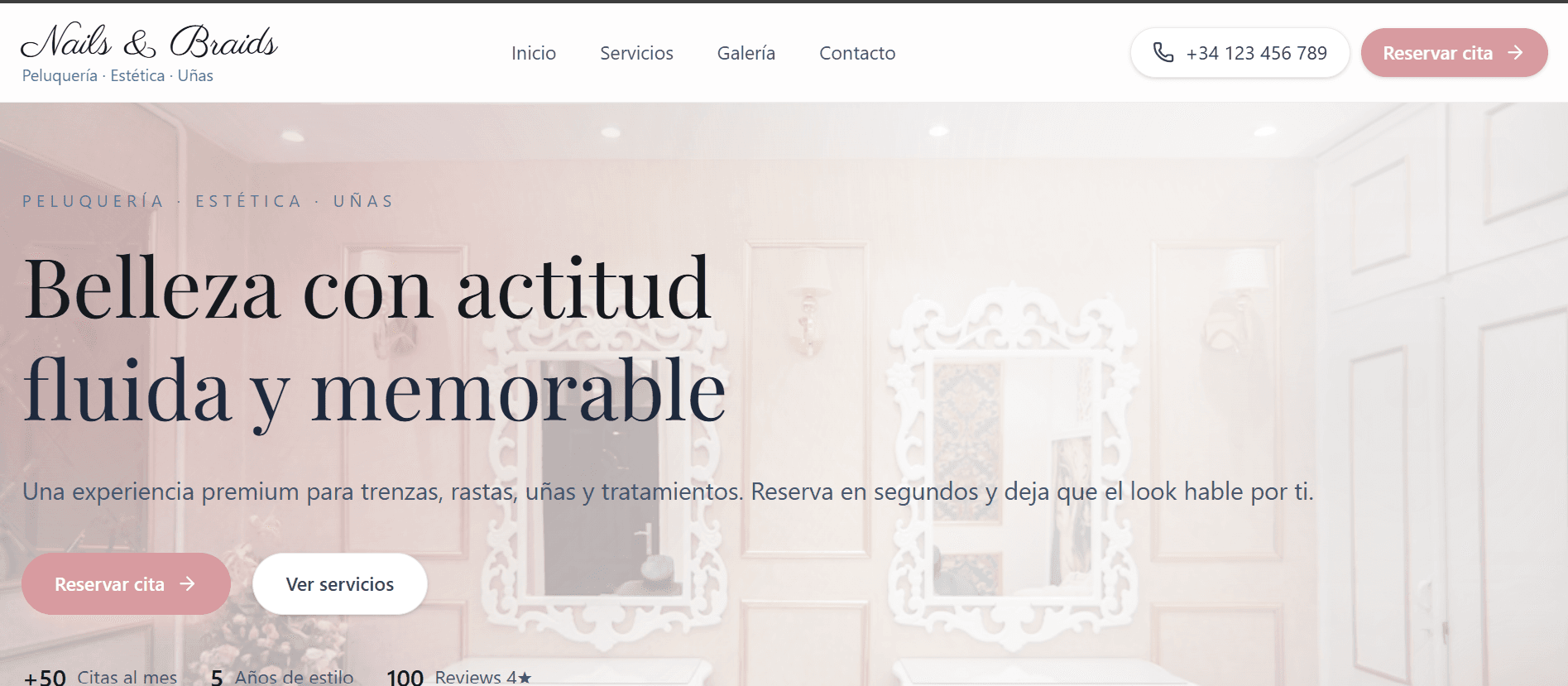 Nails and Braids — ejemplo de landing y diseño web para negocios