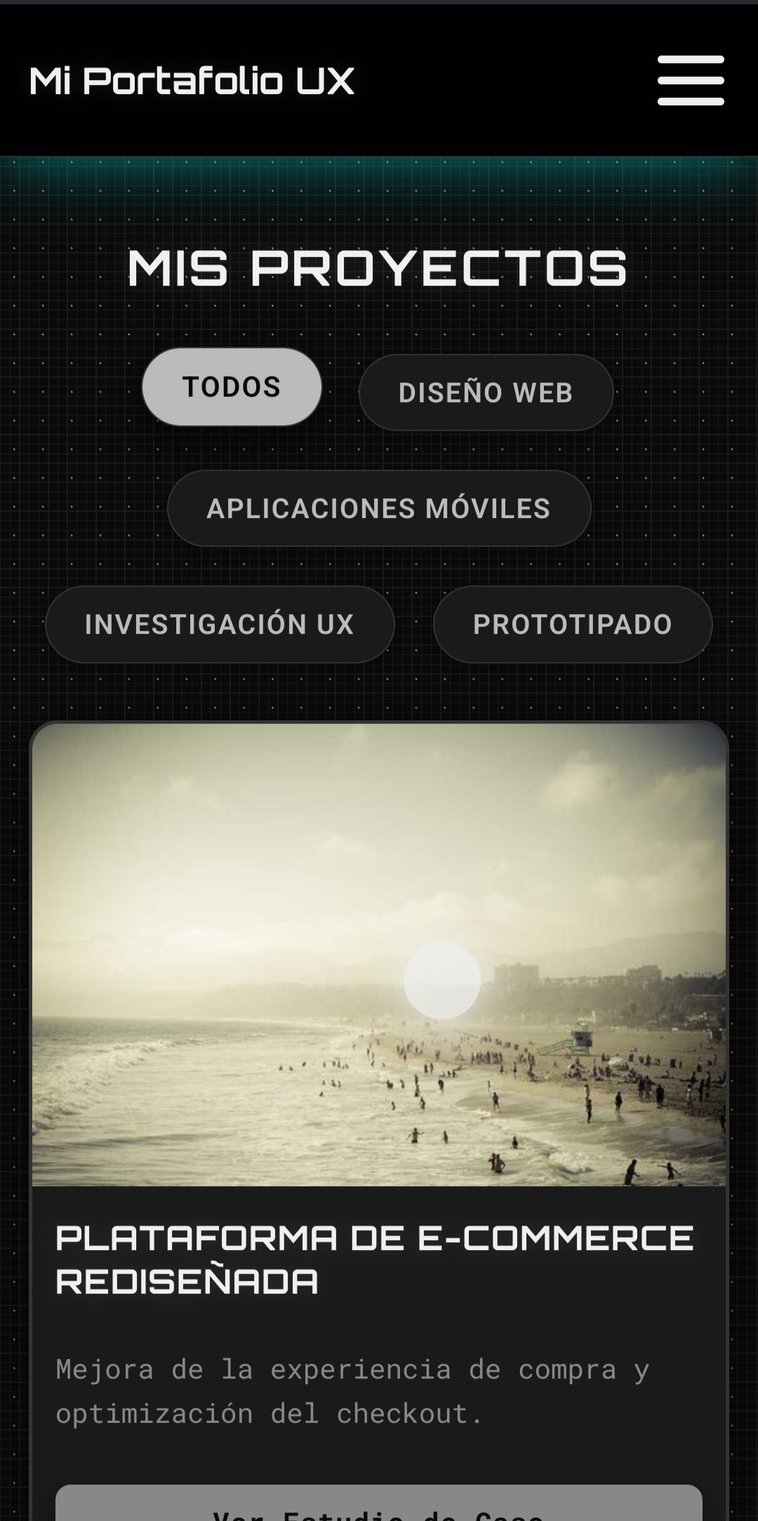 Vista de la experiencia de usuario en dispositivos móviles